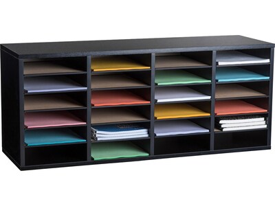 AdirOffice 500 24-Compartment Literature Organizer, 39.3 x 11.8, Black (500-24-BLK-PKG)