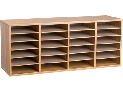AdirOffice 500 24-Compartment Literature Organizers, 39.3 x 11.8, Medium Oak (500-24-MEO-2PK)