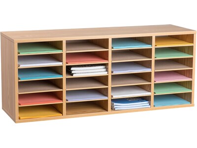 AdirOffice 500 24-Compartment Literature Organizers, 39.3 x 11.8, Medium Oak (500-24-MEO-2PK)