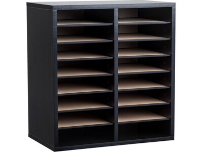 AdirOffice 500 16-Compartment Literature Organizers, 20 x 11.8, Black (500-16-BLK-2PK)