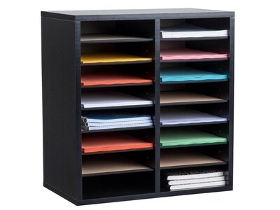 AdirOffice 500 16-Compartment Literature Organizers, 20 x 11.8, Black (500-16-BLK-2PK)