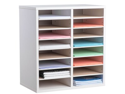 AdirOffice 500 16-Compartment Literature Organizers, 20 x 11.8, White (500-16-WHI-2PK)