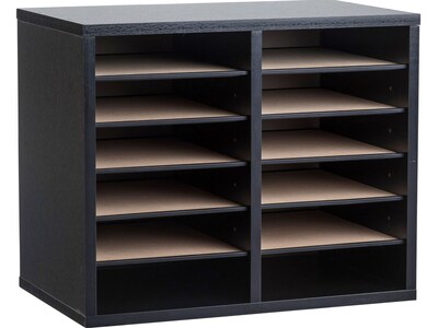 AdirOffice 500 12-Compartment Literature Organizers, 20 x 11.8, Black (500-12-BLK-2PK)