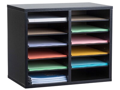 AdirOffice 500 12-Compartment Literature Organizers, 20 x 11.8, Black (500-12-BLK-2PK)