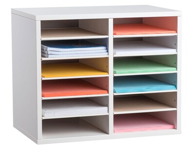 AdirOffice 500 12-Compartment Literature Organizers, 20 x 11.8, White (500-12-WHI-2PK)