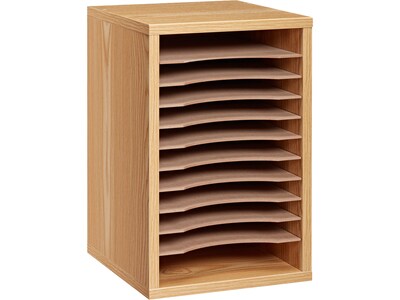 AdirOffice 500 11-Compartment Literature Organizers, 10.75 x 11.75, Medium Oak (500-11-MEO-2PK)