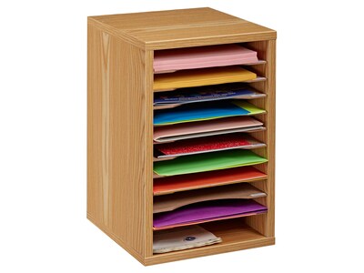 AdirOffice 500 11-Compartment Literature Organizers, 10.75 x 11.75, Medium Oak (500-11-MEO-2PK)