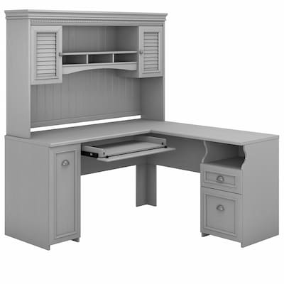 Bush Furniture Fairview 60W L Shaped Desk with Hutch, Cape Cod Gray (FV004CG)