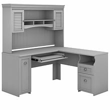 Bush Furniture Fairview 60W L Shaped Desk with Hutch, Cape Cod Gray (FV004CG)