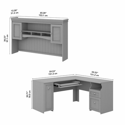 Bush Furniture Fairview 60"W L-Shaped Desk with Hutch, Cape Cod Gray (FV004CG)