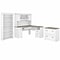 Bush Furniture Fairview 60 L-Shaped Desk with Hutch, File Cabinet and 5-Shelf Bookcase, Shiplap Gra