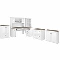 Bush Furniture Fairview 60W L Shaped Desk with Hutch, Bookcase, Storage and File Cabinets, Shiplap