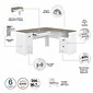 Bush Furniture Fairview 60" L-Shaped Desk with Hutch, Bookcase, Storage and File Cabinets, Shiplap Gray/Pure White (FV014G2W)