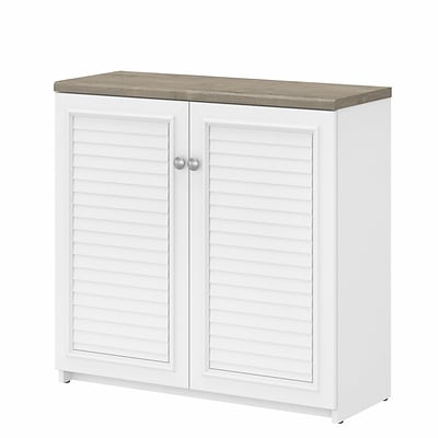 Bush Furniture Fairview 30.71 Small Storage Cabinet with 3 Shelves, Shiplap Gray/Pure White (WC53696-03)