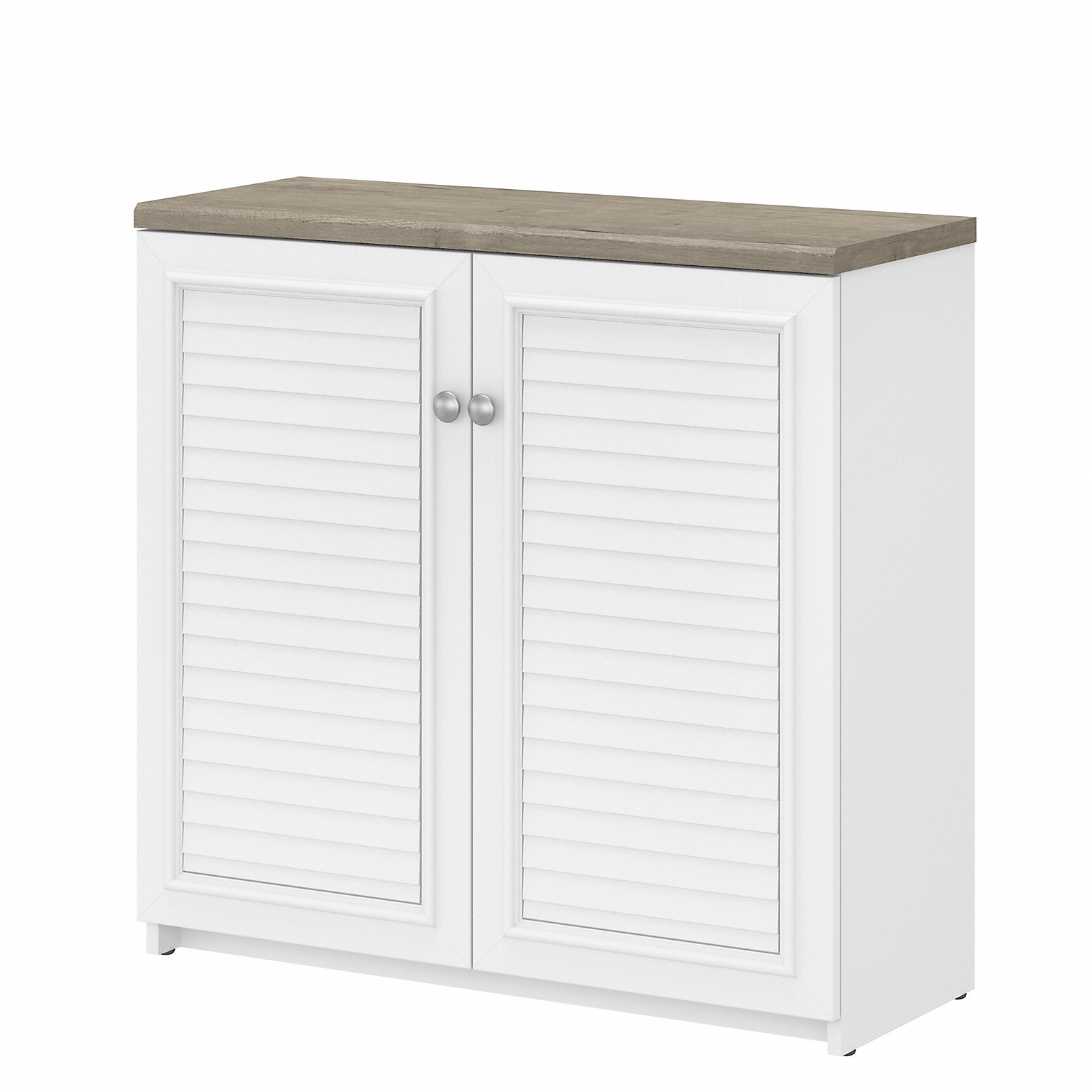 Bush Furniture Fairview 30 Small Storage Cabinet with 3 Shelves, Shiplap Gray/Pure White (WC53696-03)