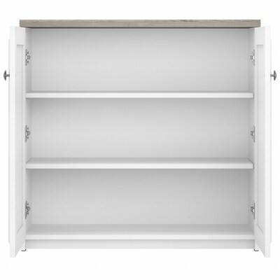 Bush Furniture Fairview 30" Small Storage Cabinet with 3 Shelves, Shiplap Gray/Pure White (WC53696-03)