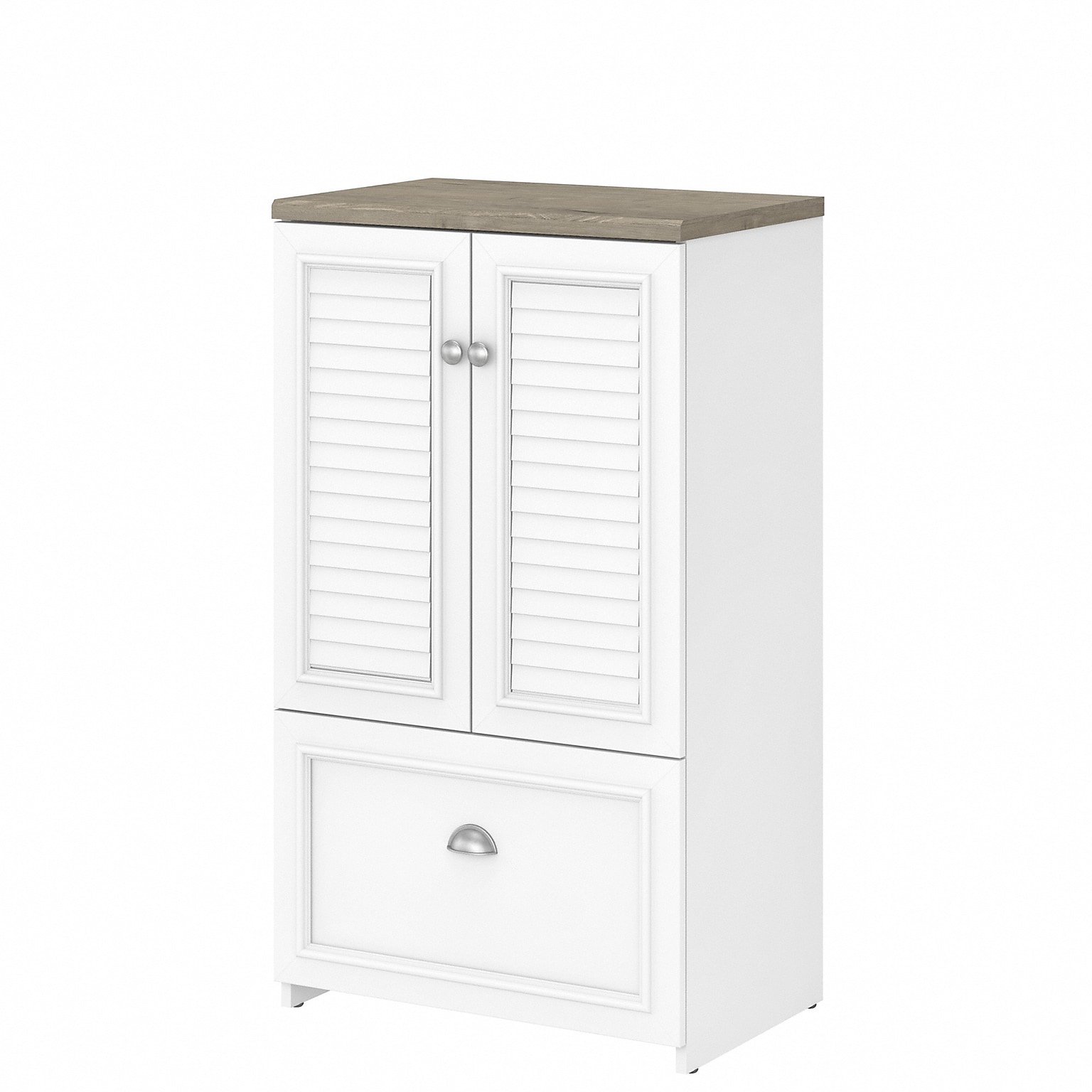 Bush Furniture Fairview 42 Storage Cabinet with 3 Shelves, Shiplap Gray/Pure White (WC53680-03)