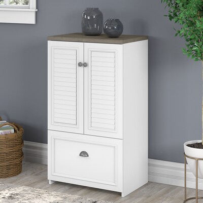 Bush Furniture Fairview 41.69" Storage Cabinet with 3 Shelves, Shiplap Gray/Pure White (WC53680-03)