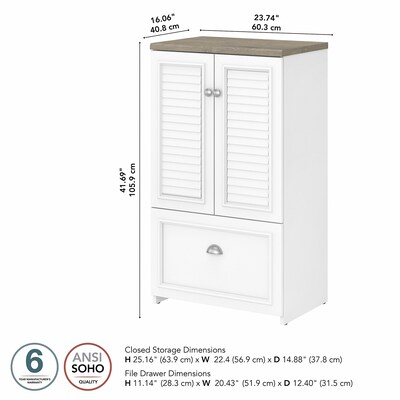 Bush Furniture Fairview 41.69" Storage Cabinet with 3 Shelves, Shiplap Gray/Pure White (WC53680-03)