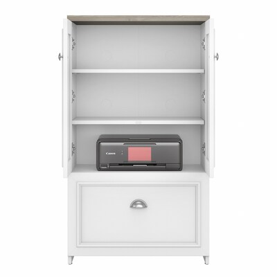 Bush Furniture Fairview 42" Storage Cabinet with 3 Shelves, Shiplap Gray/Pure White (WC53680-03)