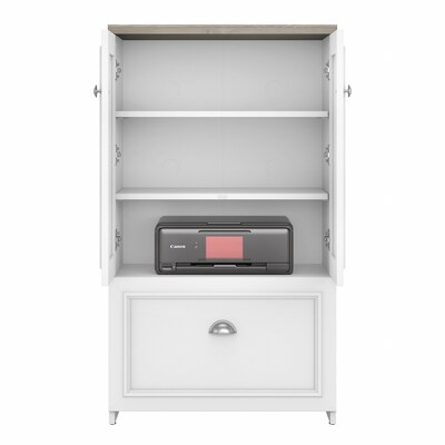 Bush Furniture Fairview 41.69" Storage Cabinet with 3 Shelves, Shiplap Gray/Pure White (WC53680-03)