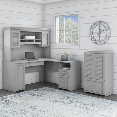 Bush Furniture Fairview 42" Storage Cabinet with 3 Shelves, Cape Cod Gray (WC53580-03)