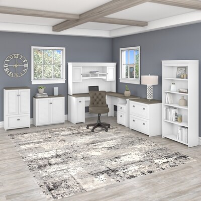 Bush Furniture Fairview 60 "W Desktop Hutch, Shiplap Gray/Pure White (WC53631-03)