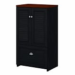 Bush Furniture Fairview 41.69H Storage Cabinet with 3 Shelves, Antique Black/Hansen Cherry (WC53980