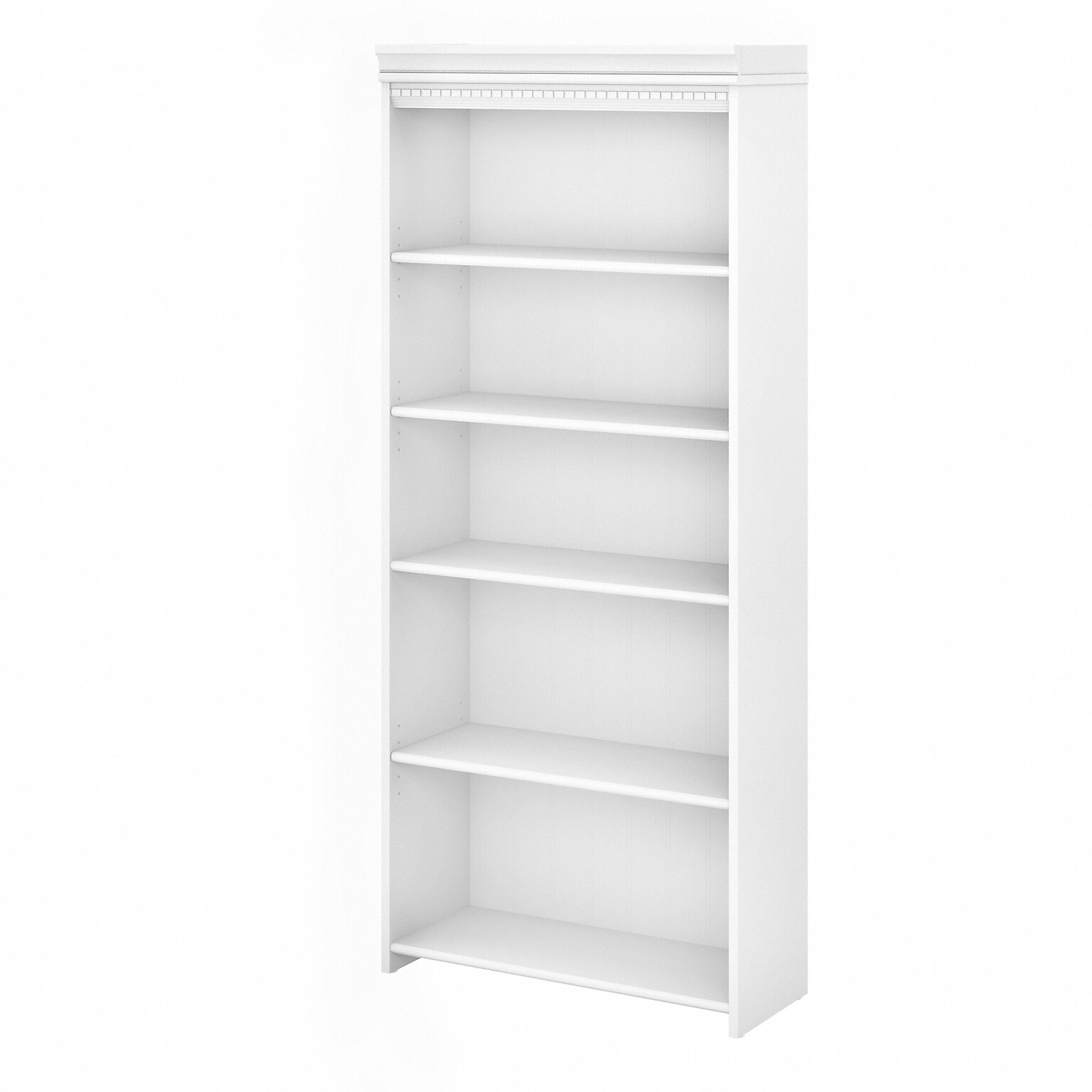 Bush Furniture Fairview 69H 5-Shelf Bookcase with Adjustable Shelves, Shiplap Gray/Pure White Laminated Wood (WC53665-03)