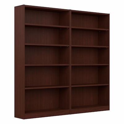 Bush Furniture Universal 72H 5-Shelf Bookcase with Adjustable Shelves, Vogue Cherry, 2/Set (UB003VC