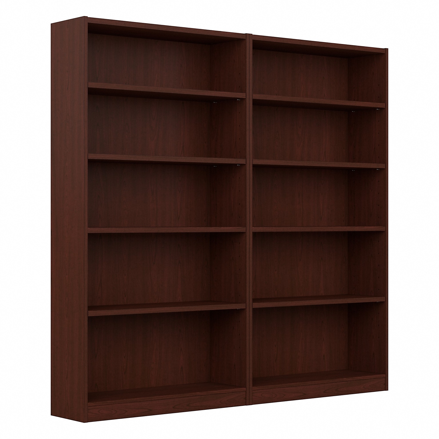 Bush Furniture Universal 72H 5-Shelf Bookcase with Adjustable Shelves, Vogue Cherry, 2/Set (UB003VC)