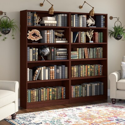 Bush Furniture Universal 72"H 5-Shelf Bookcase with Adjustable Shelves, Vogue Cherry, 2/Set (UB003VC)