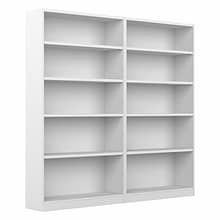 Bush Furniture Universal 72H 5-Shelf Bookcase, Pure White, 2/Set (UB003PW)