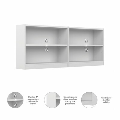 Bush Furniture Universal 30"H 2-Shelf Bookcase, Pure White, 2/Set (UB001PW)