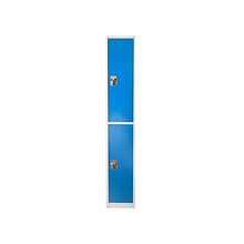 AdirOffice 72 2-Tier Key Lock Blue Steel Storage Locker, 2/Pack (629-202-BLU-2PK)