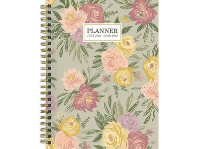 2022-2023 TF Publishing Blooms & Leaves 6 x 8 Academic Weekly & Monthly Planner, Multicolor (AY-MWM-23-9210)