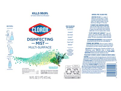 Clorox Disinfecting Multi-Surface Mist, Eucalyptus/Peppermint Scent, 16 Fl. Oz. (60152)