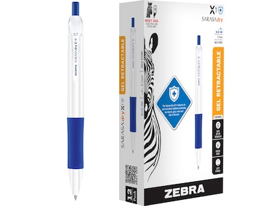 Zebra Sarasa Dry X1+ Retractable Gel Pen, Medium Point, 0.7mm, Blue Ink, Dozen (41520)