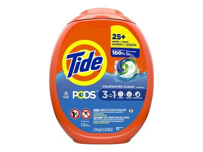 Tide PODS 3-in-1 Laundry Detergent Capsules, Original, 98 oz., 112 Capsules (03243)