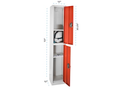 AdirOffice 72'' 2-Tier Key Lock Red Steel Storage Locker, 2/Pack (629-202-RED-2PK)