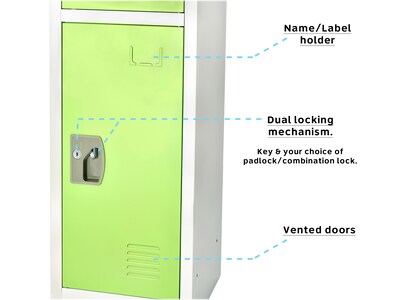 AdirOffice 72'' 3-Tier Key Lock Green Steel Storage Locker, 2/Pack (629-203-GRN-2PK)