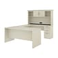 Bestar Logan 66"W U or L-Shaped Executive Office Desk with Pedestal and Hutch, White Chocolate (46410-31)