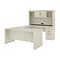 Bestar Logan 66W U or L-Shaped Executive Office Desk with Pedestal and Hutch, White Chocolate (4641