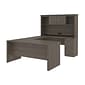 Bestar Logan 66"W U or L-Shaped Executive Office Desk with Pedestal and Hutch, Bark Grey (46410-47)