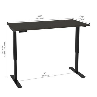 Bestar Universel 60"W Electric Height Adjustable Desk, Deep Grey (65867-32)