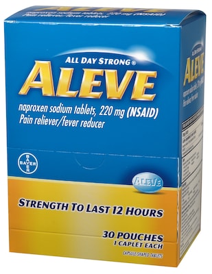 Aleve 220mg Naproxen Caplets, 1/Packet, 30 Packets/Box (64028/7534-30)