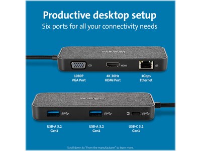Kensington SD1650P USB Type-C Single 4K Portable Docking Station with 100W Power Pass-Through (K34020WW)