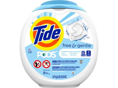 Tide PODS Free & Gentle Laundry Detergent Capsules, 58 oz., 81 Capsules (91798)