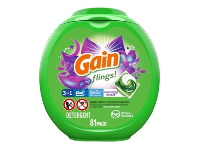 Gain Flings HE Laundry Detergent Capsules, Moonlight Breeze, 56 oz., 76 Capsules (91796)