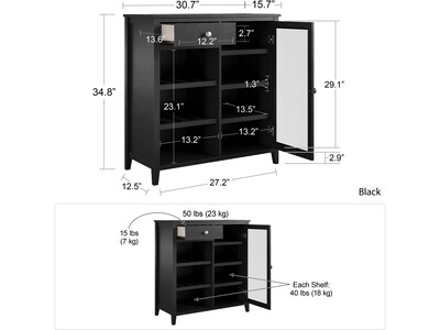 Ameriwood Tuxedo 34.9" Bar Cabinet with 7 Shelves, Black (3969872COM)